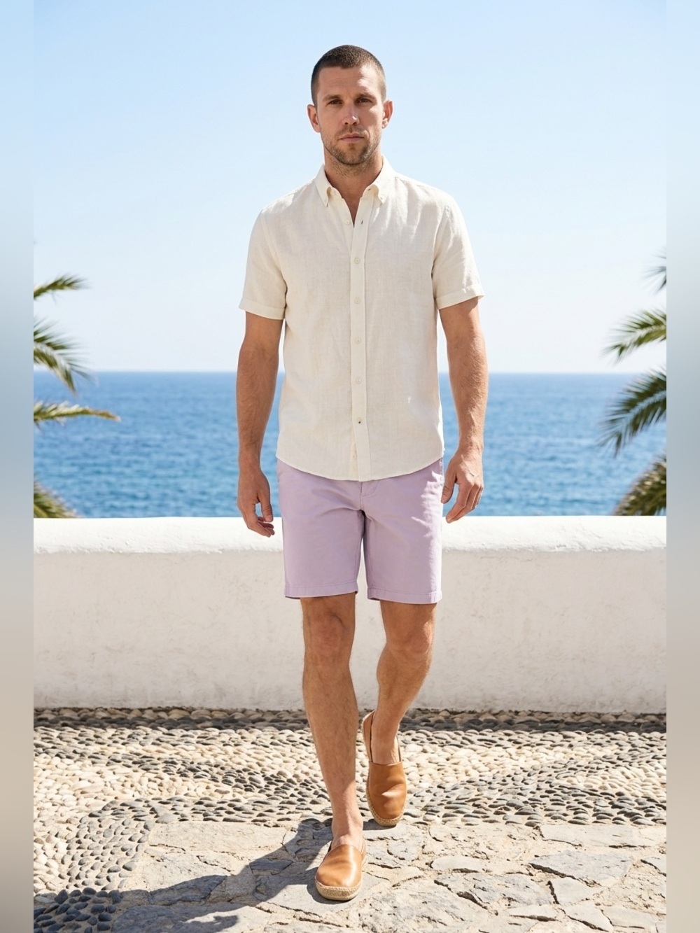 GAP Men’s Size 32 Essential Khaki 10” Inseam Lavender Flat Front Cotton Shorts